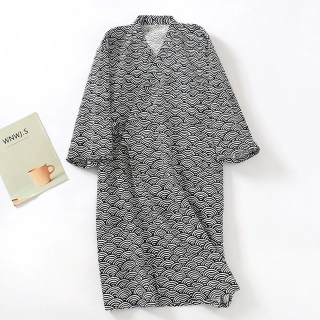 Men's Pajamas Robes Cotton Half Sleeve Blue White Colors Leaves Printing