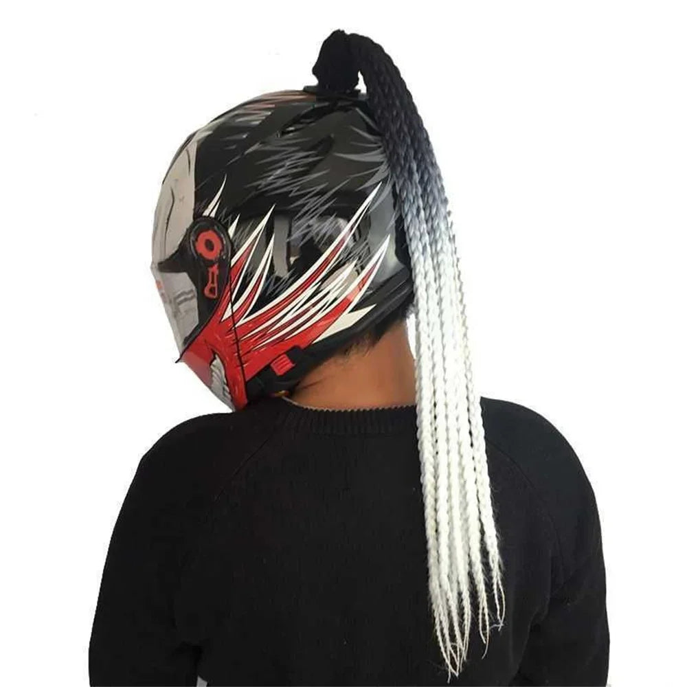 Helmet Braid Pigtails Ponytail Women Motorcycle Helmet Decoration Braid Ponytail, Pigtails Braids