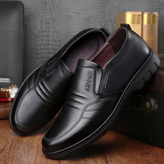 Man Sport Shoe Loafers Men Non-slip Leather Slip-on Black Driving Shoes