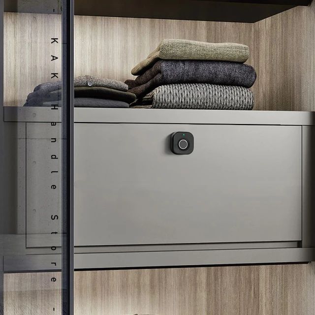 KAK Biometric Fingerprint Lock Black Keyless Cabinet Lock Smart Drawer Locks Anti-theft