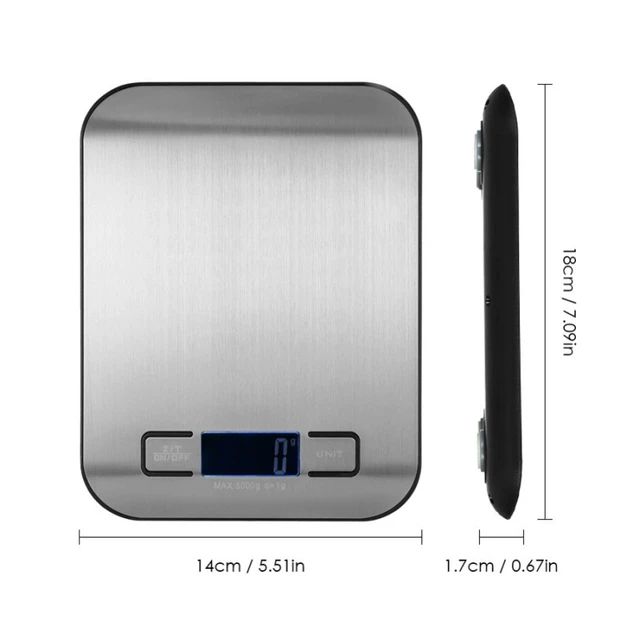 5/10KG Digital Kitchen Scale Stainless Steel Portable Kitchen Food Scale LED