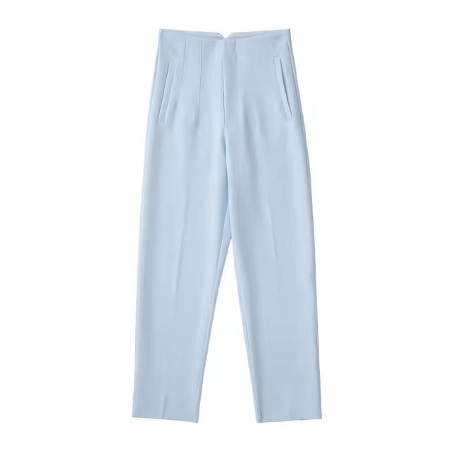 TRAF Women Fashion With Pockets Casual Basic Solid Pants Vintage High Waist