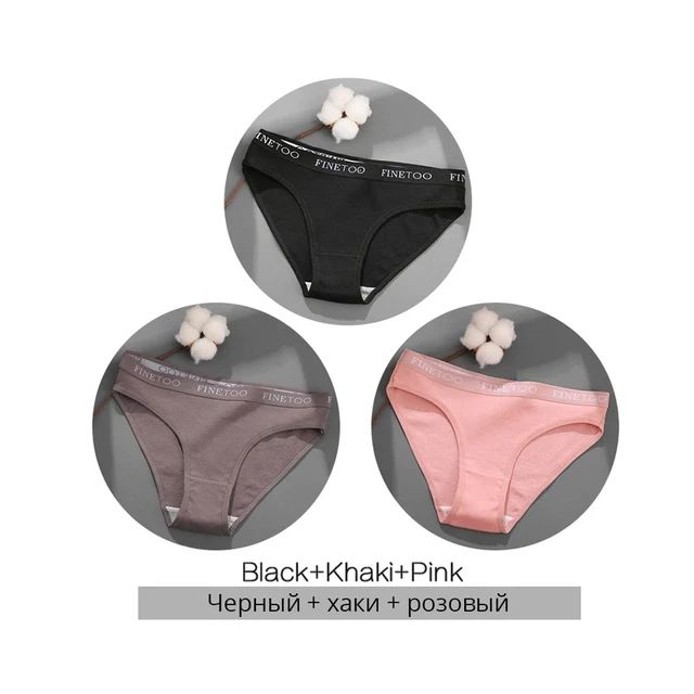 FINETOO 3PCS/Set Women's Underwear Cotton Panty Sexy Panties Female