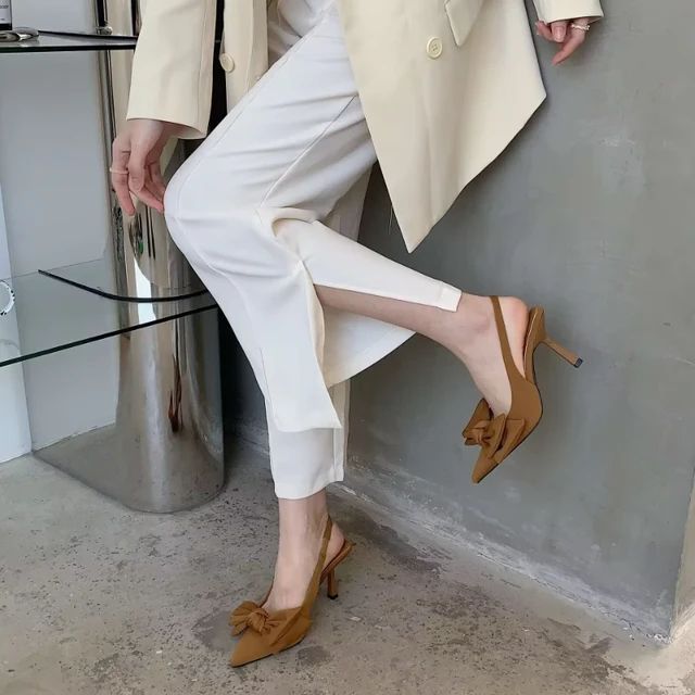 Women Shoes Summer New Butterfly Knot Women Slingbacks Heels Shoe