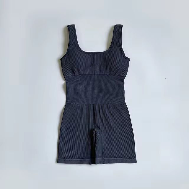 Women's Yoga Jumpsuits Ribbed One Piece Padded Tank Tops Rompers Sleeveless