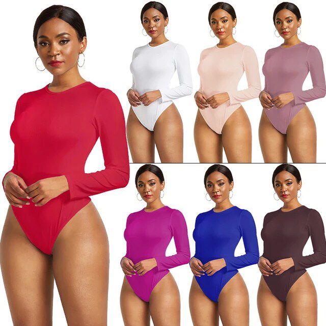 13 Colors Long Sleeve O Neck Casual Bodysuit Women Body Tops