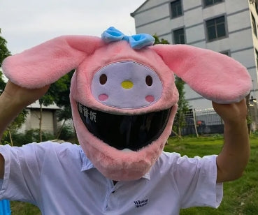 Fluffy Cartoon Moto Full-Face Protective Helmet Cover