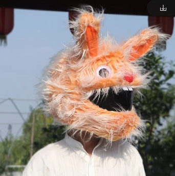 Fluffy Cartoon Moto Full-Face Protective Helmet Cover