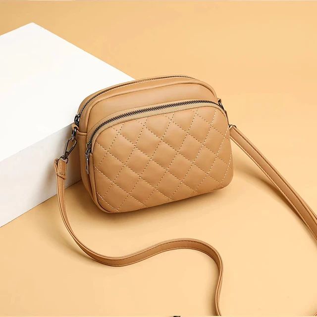 Diamond Lattice Women's Shoulder Bag Leather Female Crossbody Bags