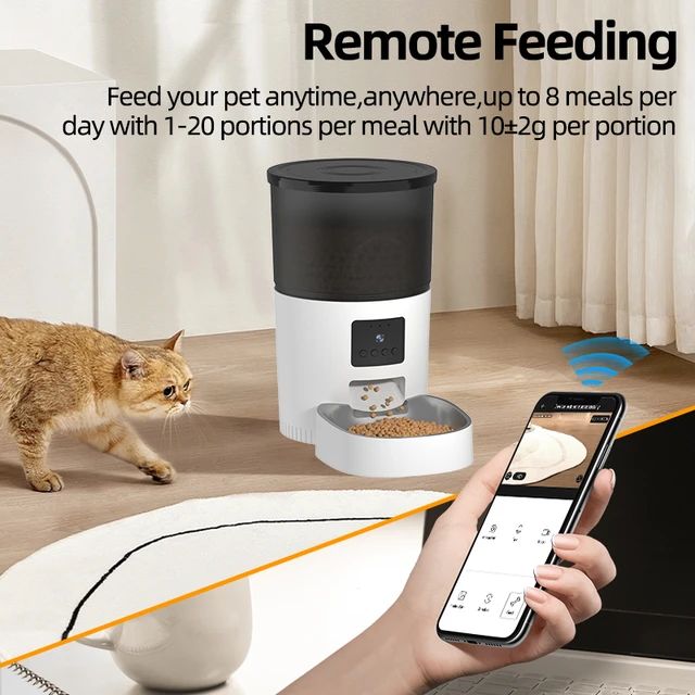 ROJECO Automatic Cat Feeder With Camera Video Cat Food Dispenser