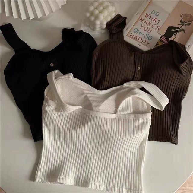 Cute Sleeveless Cropped Tank Top Women's Crop Top Summer Korean