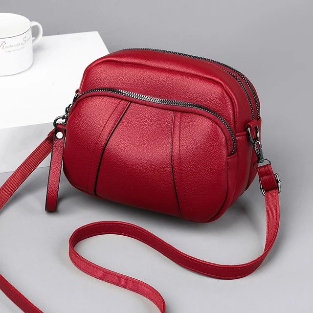 Solid Color Fashionable Rivet Zipper Women's Mobile Phone Bag Simple Soft