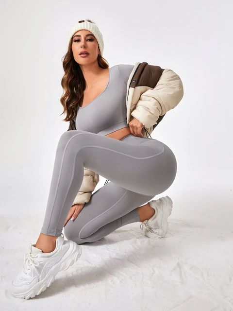 2 Pieces Long Sleeve Yoga Pilates Sports Suits Quick Dry Elastic Slim Fit