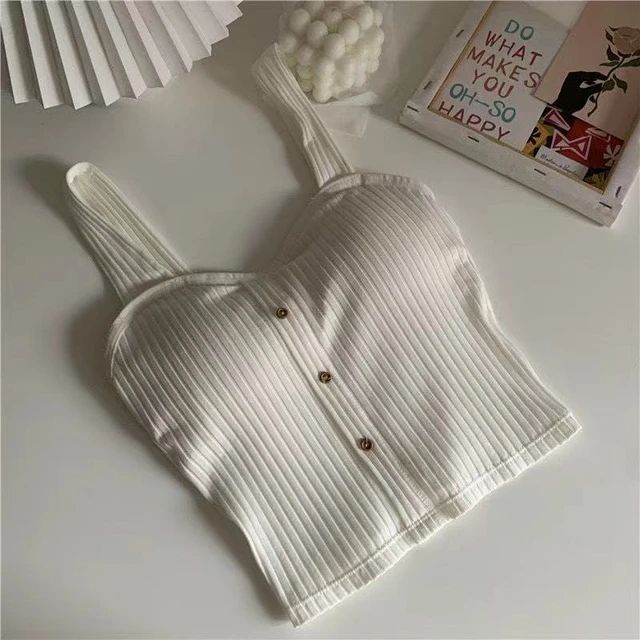 Cute Sleeveless Cropped Tank Top Women's Crop Top Summer Korean