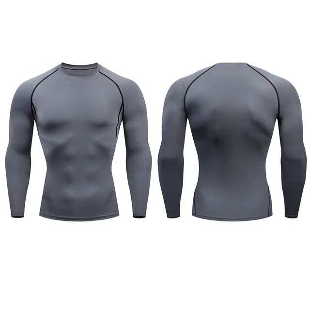 Men Compression Running T-shirt Fitness Tight Long Sleeve Sport Shirts Training