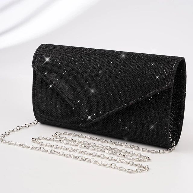 Chain Shoulder Glitter Envelope Evening Bag