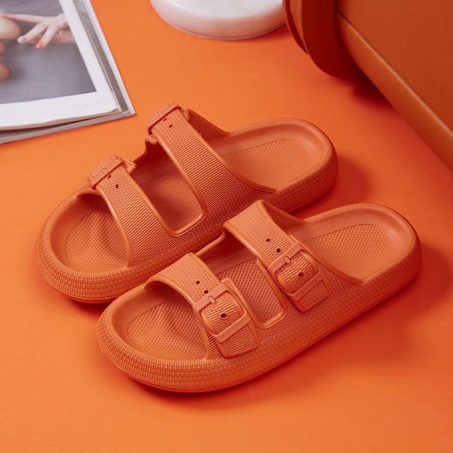 Thick Platform Cloud Slippers Women Fashion Buckle Soft Sole Pillow Slides