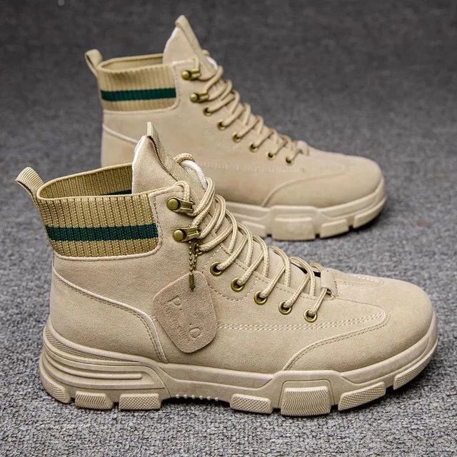 New Men Boots Leather Waterproof Lace Up Boots Men Winter Ankle Lightweight Shoes for Men