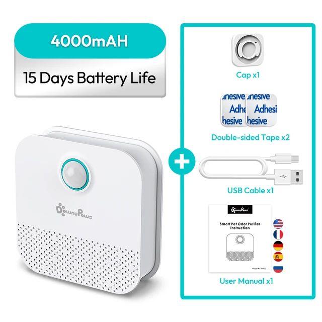 DownyPaws 4000mAh Smart Cat Odor Purifier For Cat Litter Box Deodorizer