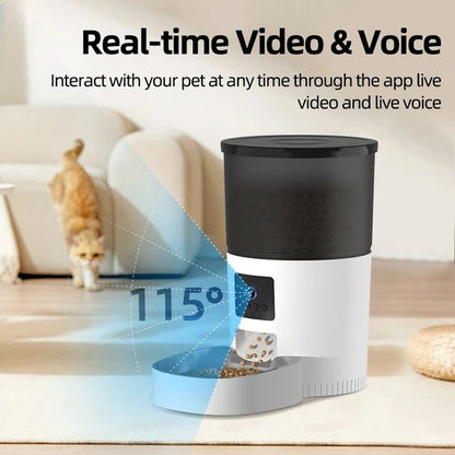 ROJECO Automatic Cat Feeder With Camera Video Cat Food Dispenser