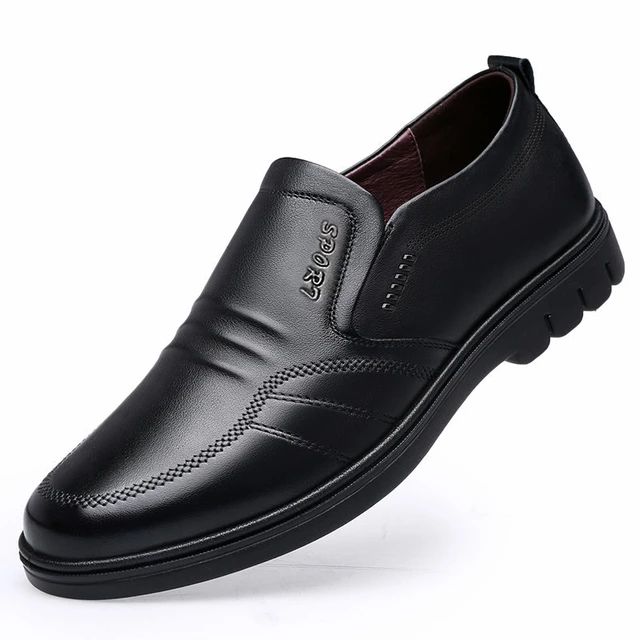 Man Sport Shoe Loafers Men Non-slip Leather Slip-on Black Driving Shoes