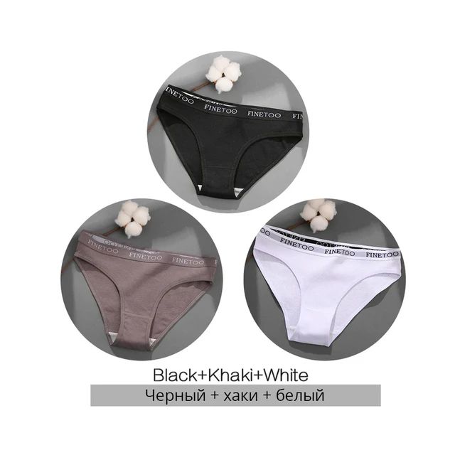FINETOO 3PCS/Set Women's Underwear Cotton Panty Sexy Panties Female