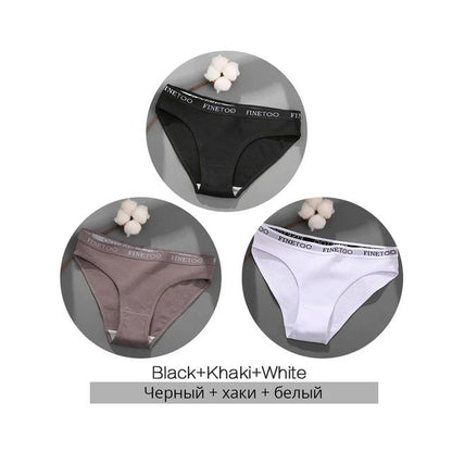 FINETOO 3PCS/Set Women's Underwear Cotton Panty Sexy Panties Female