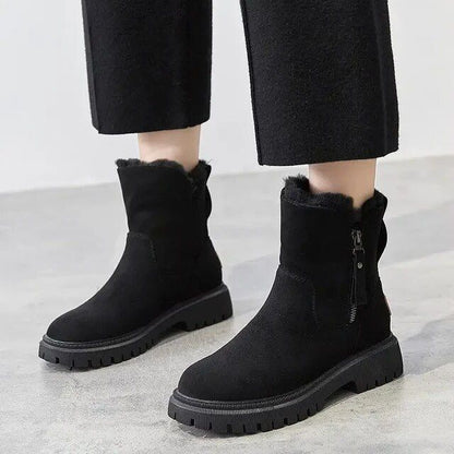 2024 Women's Snow Boots Winter Mid-Tube Plus Velvet Thickened Warm Cotton Shoes Fur Integrated