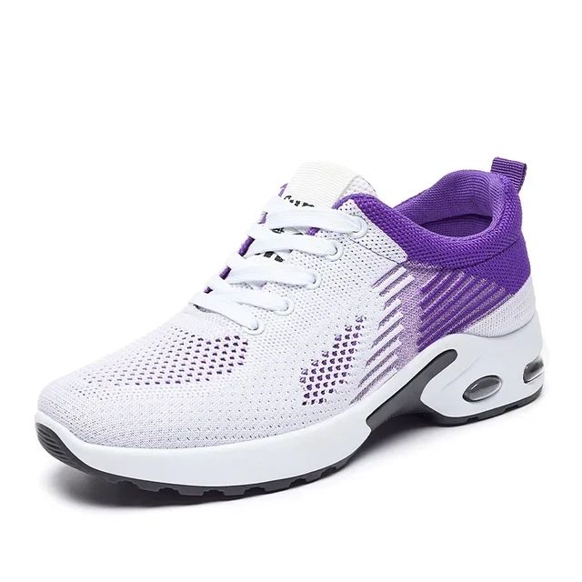 Breathable Lace-up Running Shoes for Women, Air Cushion Athletic Sneakers