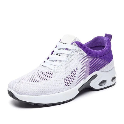 Breathable Lace-up Running Shoes for Women, Air Cushion Athletic Sneakers