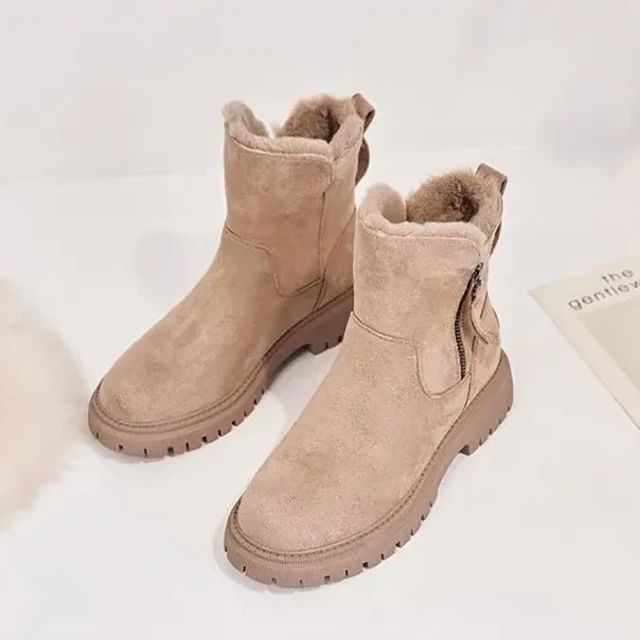 2024 Women's Snow Boots Winter Mid-Tube Plus Velvet Thickened Warm Cotton Shoes Fur Integrated
