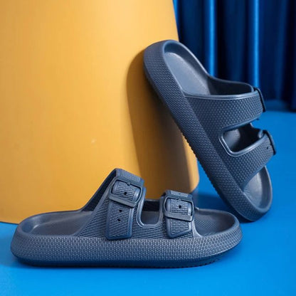 Thick Platform Cloud Slippers Women Fashion Buckle Soft Sole Pillow Slides