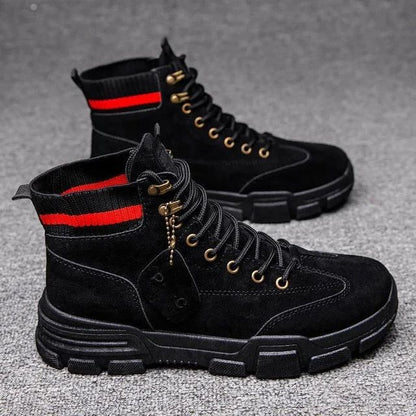 New Men Boots Leather Waterproof Lace Up Boots Men Winter Ankle Lightweight Shoes for Men