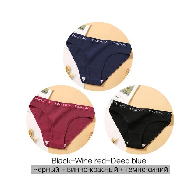 FINETOO 3PCS/Set Women's Underwear Cotton Panty Sexy Panties Female