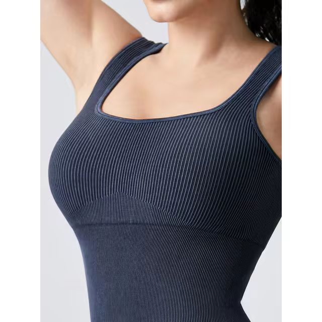 Women's Yoga Jumpsuits Ribbed One Piece Padded Tank Tops Rompers Sleeveless