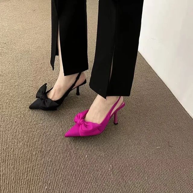 Women Shoes  Summer New Butterfly Knot Women Slingbacks Heels Shoe