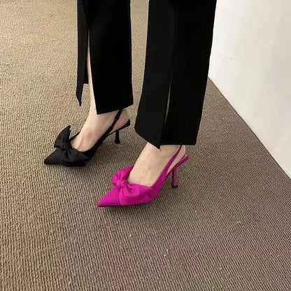 Women Shoes  Summer New Butterfly Knot Women Slingbacks Heels Shoe