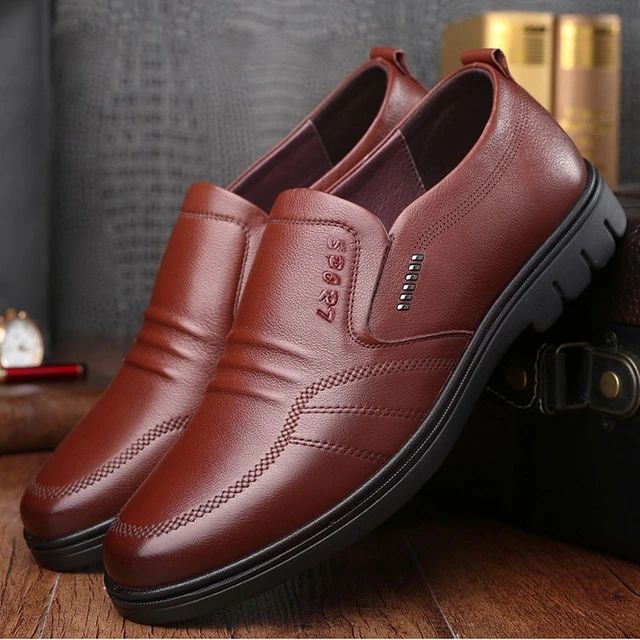 Man Sport Shoe Loafers Men Non-slip Leather Slip-on Black Driving Shoes