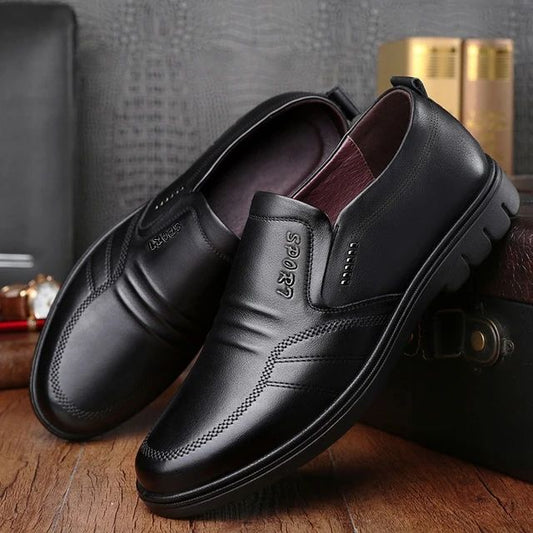 Man Sport Shoe Loafers Men Non-slip Leather Slip-on Black Driving Shoes