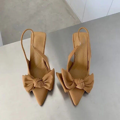 Women Shoes  Summer New Butterfly Knot Women Slingbacks Heels Shoe