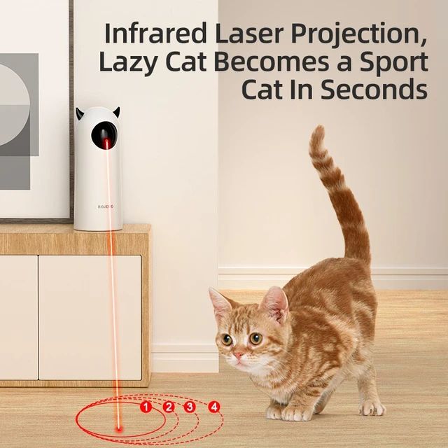 ROJECO Automatic Cat Toys Interactive Smart Teasing Pet LED Laser Indoor Cat Toy