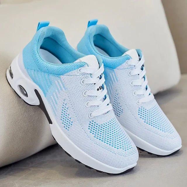 Breathable Lace-up Running Shoes for Women, Air Cushion Athletic Sneakers