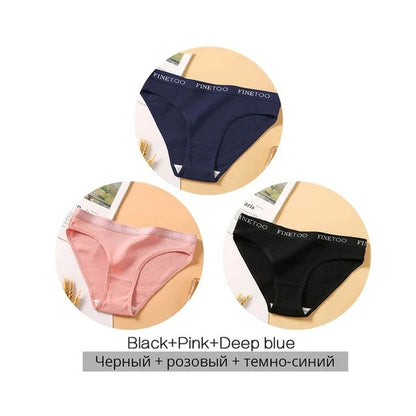 FINETOO 3PCS/Set Women's Underwear Cotton Panty Sexy Panties Female