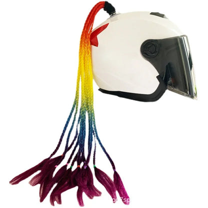 Helmet Braid Pigtails Ponytail Women Motorcycle Helmet Decoration Braid Ponytail, Pigtails Braids