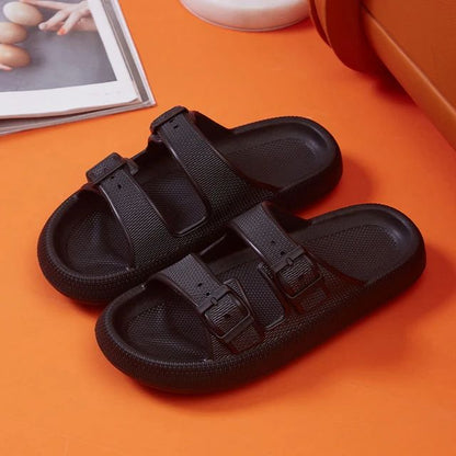 Thick Platform Cloud Slippers Women Fashion Buckle Soft Sole Pillow Slides