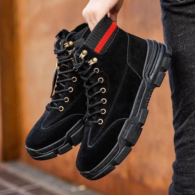 New Men Boots Leather Waterproof Lace Up Boots Men Winter Ankle Lightweight Shoes for Men