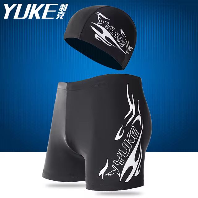 Men Print Cap Swimwear Comfort Adult Dry Quick Swimsuit Swimming Goggles Cap Set Men Swimwear