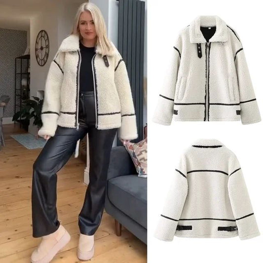 Autumn New Women's Wear European and American Style Casual Fur One Piece Lamb Wool
