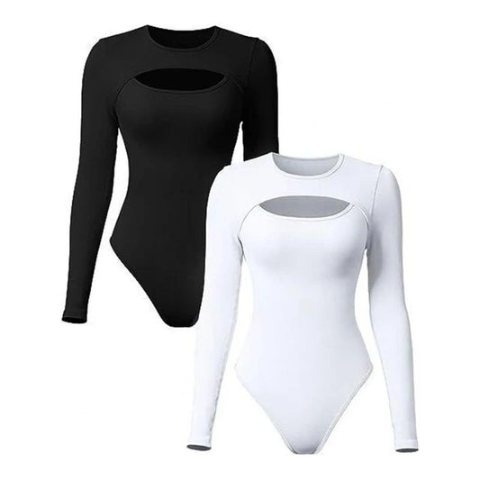 Sexy Long Sleeve O Neck Casual Bodysuit Women Body Tops White Black