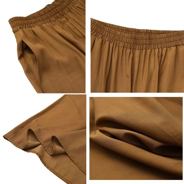 Spring And Summer Women's Wide Leg Pants Ice Silk Fold Retro